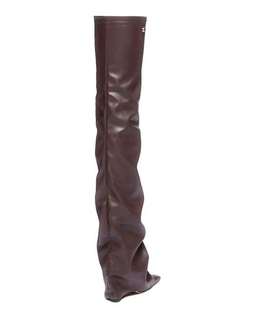 The Attico Brown 'Robin Okt' Boots With High Stiletto Heel And Ruched Detail