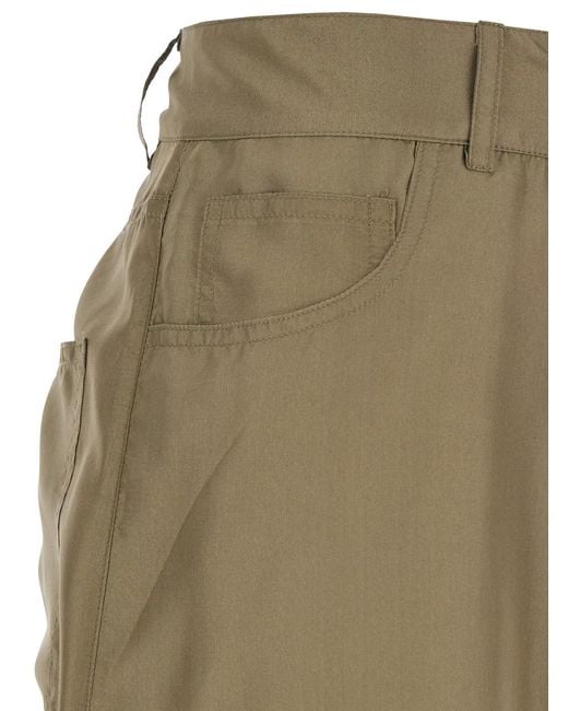 Jucca Green Silk Pants With Belt Loops And Logo Patch On The Rear