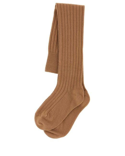 Prada Brown Camel Stretch Wool Blend Socks