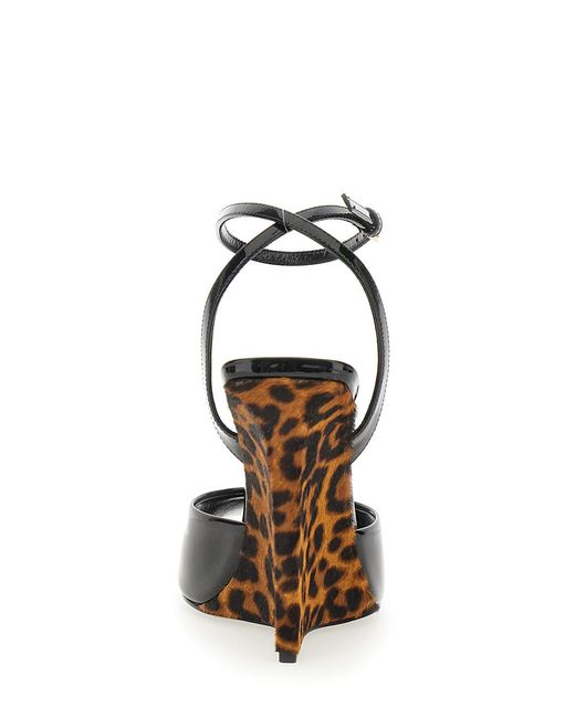 Saint Laurent Metallic Scandale Wedges With Animalier Print