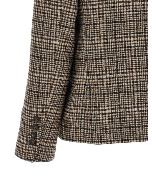 Brunello Cucinelli Brown Alpaca Leather Blazer Clothing