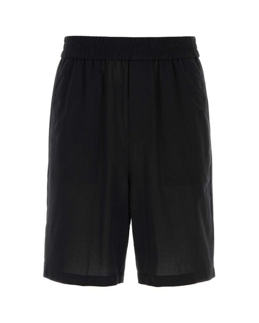 AMI Black Cotton Bermuda Shorts for men