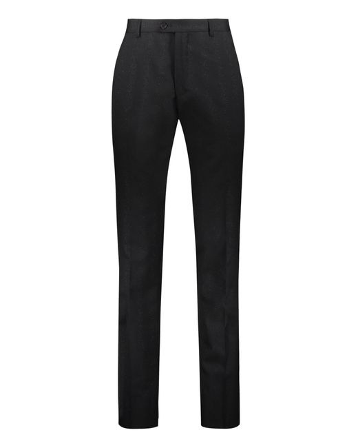 Ferragamo Black Virgin Wool Tailored Trousers for men