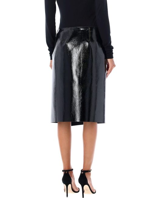 Philosophy Di Lorenzo Serafini Black High-Waist Patent Leather Midi Skirt