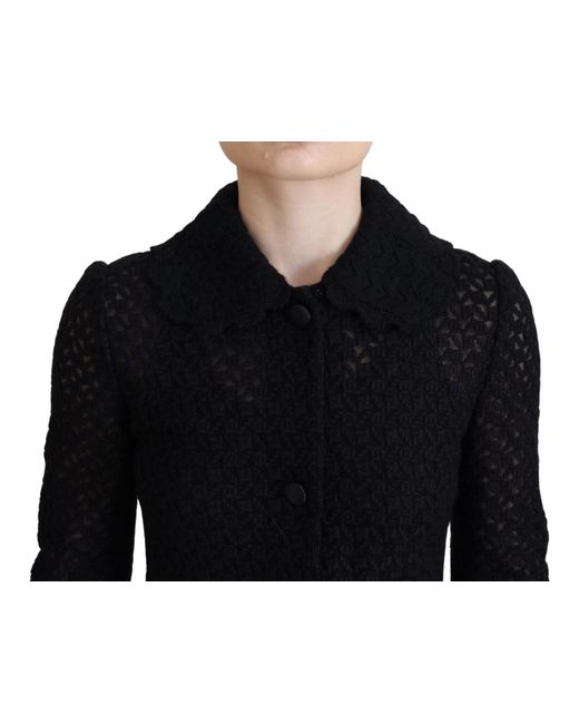 Dolce & Gabbana Black New Button Down Knitted Long Jacket Cotton