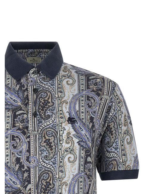 Etro Black 'Arnica Paisley' Polo Shirt for men