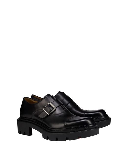 Christian Louboutin Black Calf Leather Sandals for men