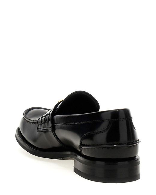 Prada Black Triangle-Logo Slip-On Loafers for men