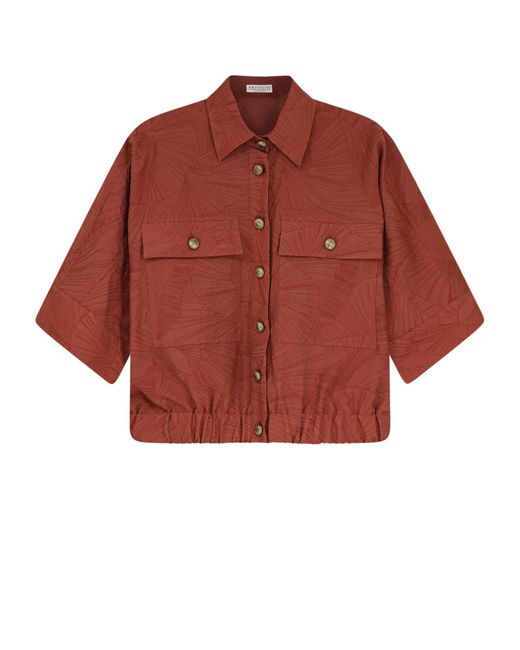 Brunello Cucinelli Red Cotton Blend Shirt With Embroidery