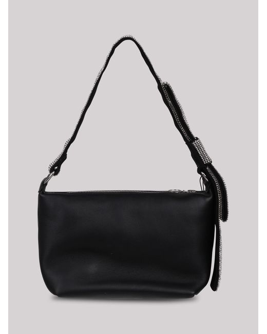Kara Black Crystal Bow Leather Shoulder Bag