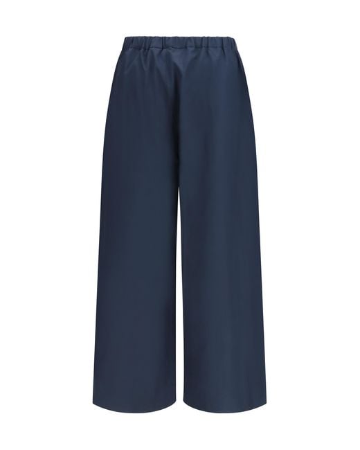 Max Mara Blue Aureo Cotton Poplin Pants