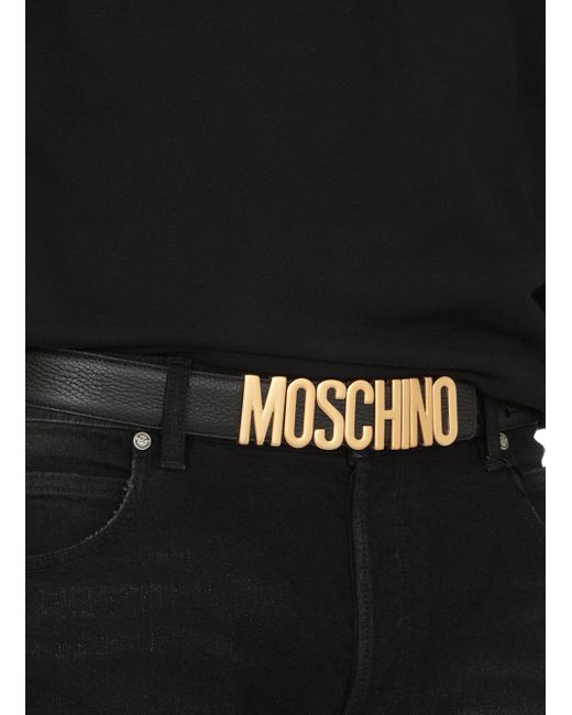 Moschino White Logo Lettering Buckle Belt for men