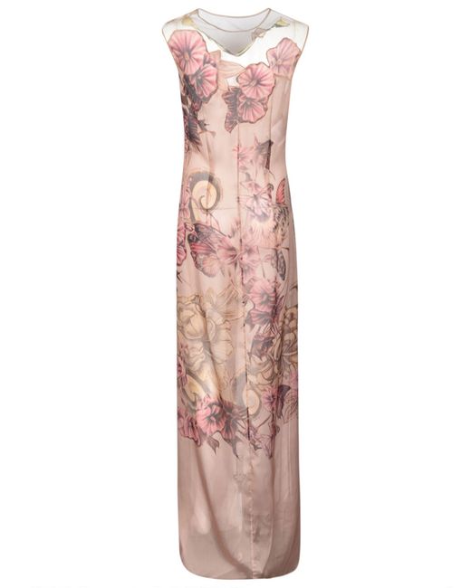 Alberta Ferretti Pink Semi-See-Through Sleeveless Long Dress