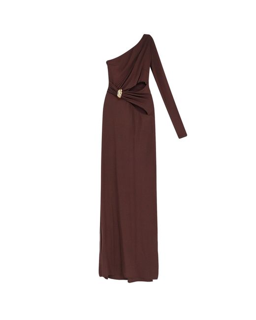 Elisabetta Franchi Women's Brown Carpet Stretch Viscose Long Dress -  www.laplaya.ma