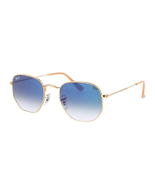 Ray-Ban Blue Sunglasses Hexagonal Metal