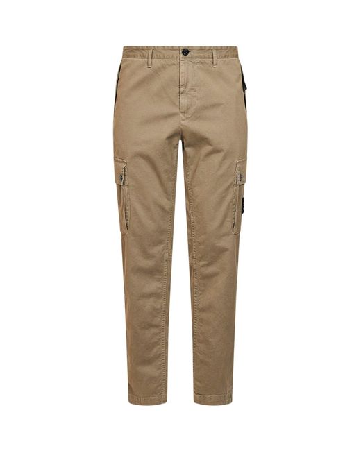 Stone Island Natural Military Organic Stretch Broken Twill Cargo Trousers for men