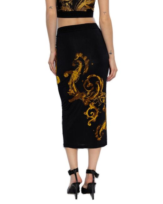 Versace Black Skirt With Logo,
