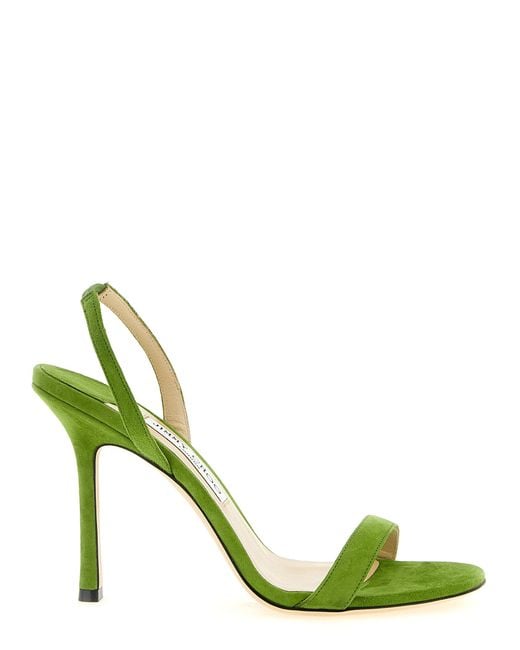 Jimmy Choo Green Leather Stiletto Heel Sandals