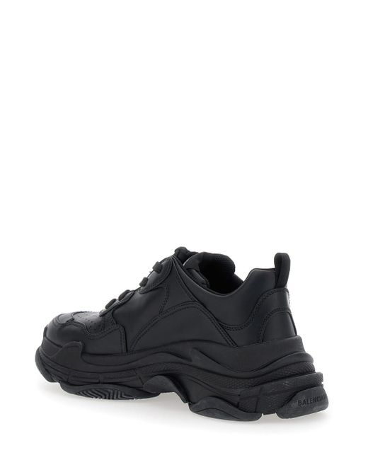 Balenciaga Black 'Triple S Sporty' Sneaker With 3B Logo Embroidered On The Side And Worn Effect for men