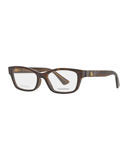 Gucci Brown Eyeglasses Cat Eye Full Rim, Havana Frame And Clear Demo Lenses Lens Gg0635O002