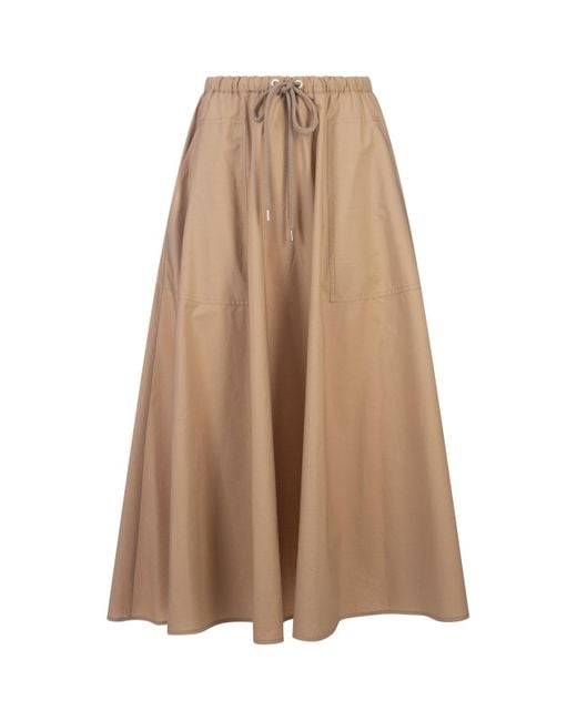 Moncler Brown Poplin Maxi Skirt