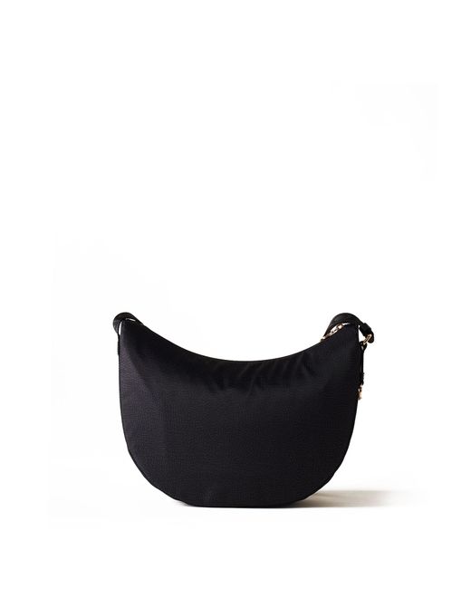 Borbonese Black Luna Hobo Middle Shoulder Bag