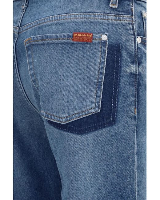 7 For All Mankind Blue Straight Jeans Calie Cotton