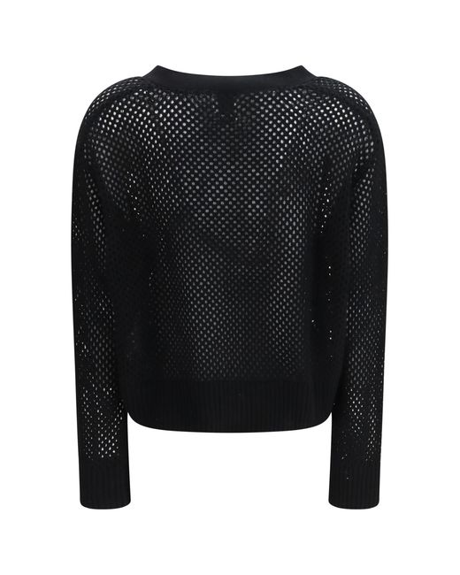 Allude Black V-Neck Buttoned Cardigan