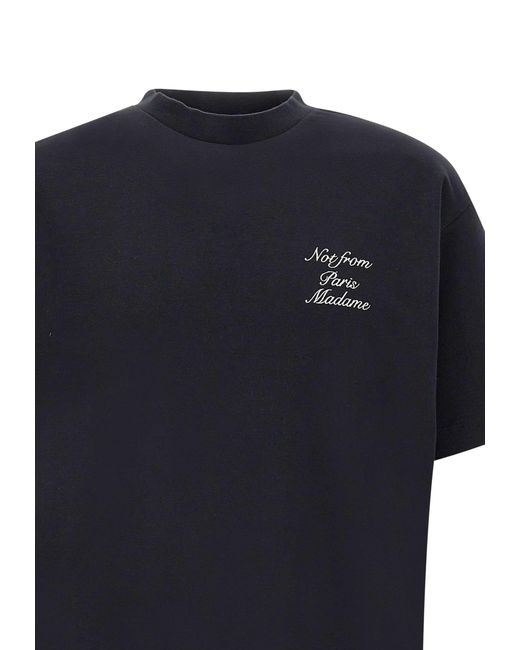 Drole de Monsieur Blue Le Cursive Slogan T-Shirt Cotton T-Shirt for men