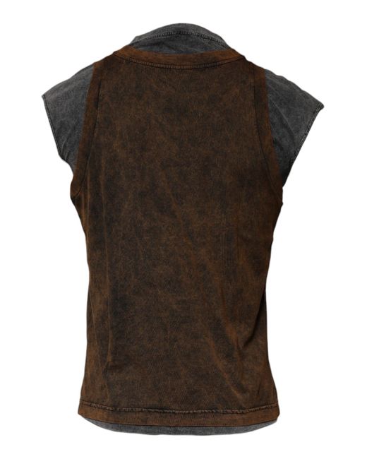 Dolce & Gabbana Black Cotton Round Neck Sleeveless T-Shirt for men
