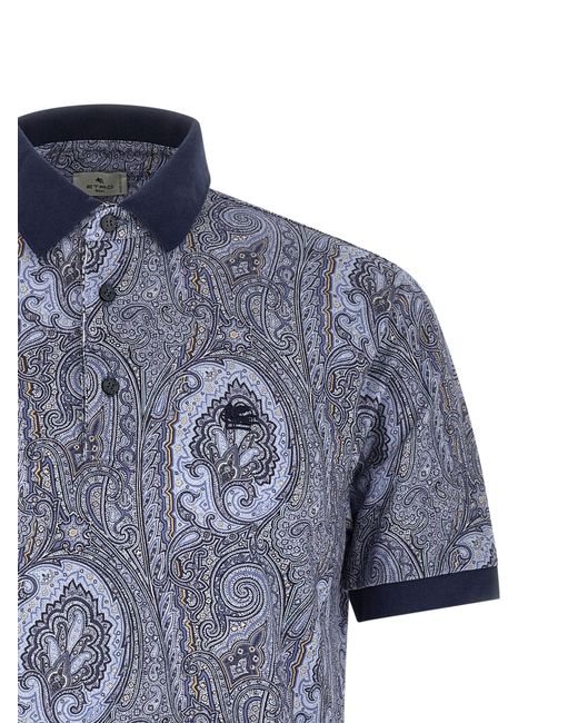 Etro Blue 'Arnica Paisley' Polo Shirt for men