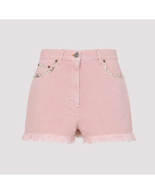 Valentino Pink Denim Shorts Cotton Linen Jean