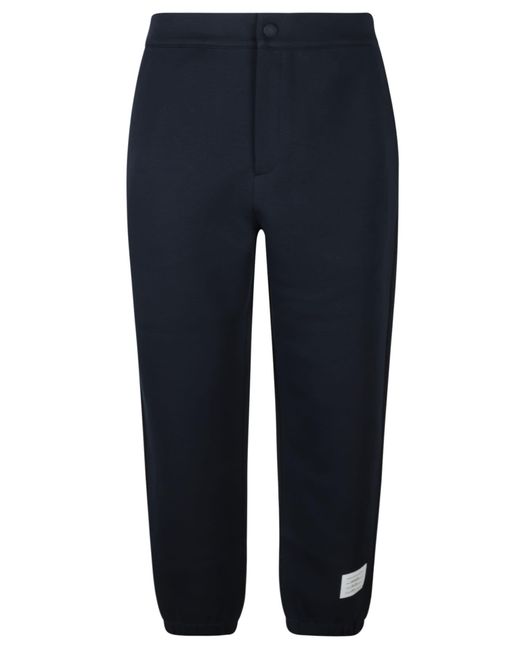 Thom Browne Blue Logo Patched Straight Leg Track Pants for men