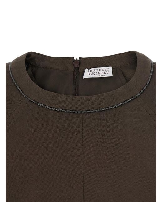 Brunello Cucinelli Brown Dress With Monil Detail Viscose