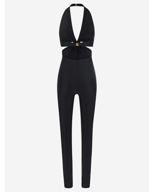 Saint Laurent Blue American Neckline Jumpsuit Polyamide Dress