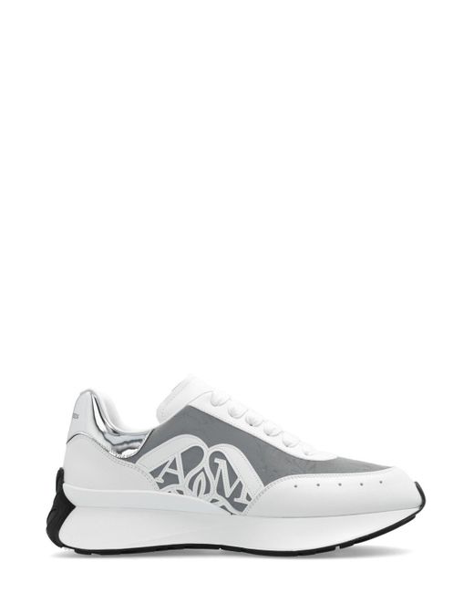 Alexander McQueen White Panelled Lace-up Sneakers