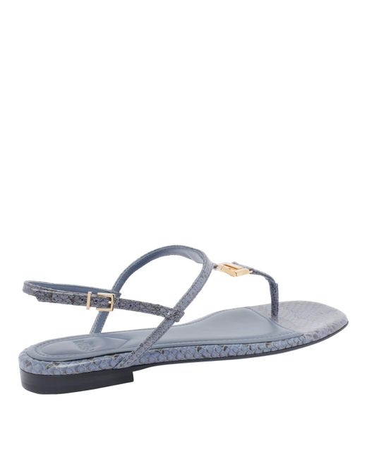 Fendi Blue Ffold Thong Sandals
