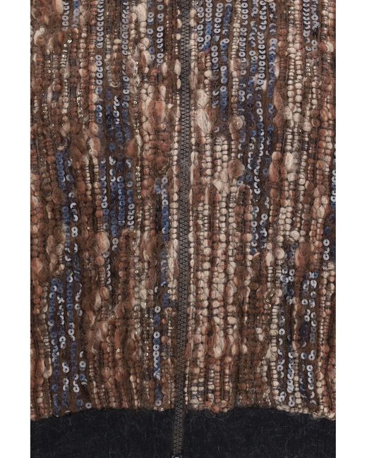 Brunello Cucinelli Brown Perforated Zip Cardigan