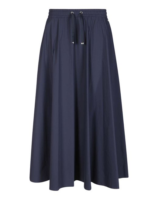 Herno Blue Elastic Waist Drawstring Midi Skirt
