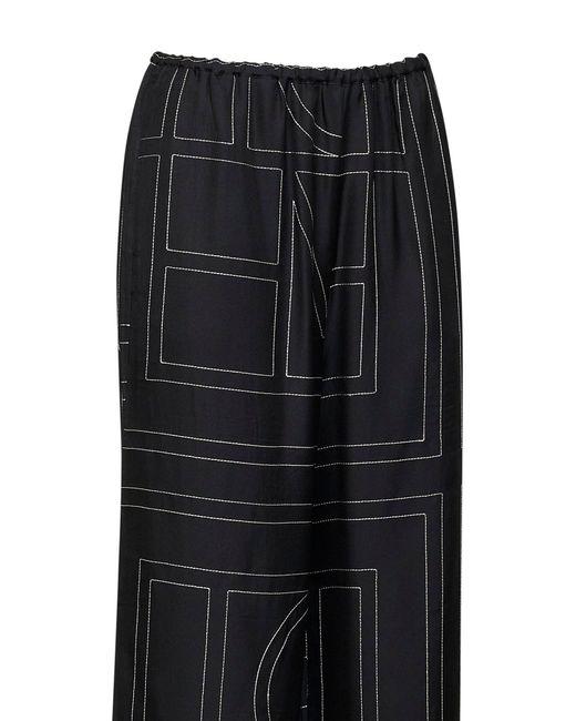 Totême Black Monogram Silk Pj Trousers