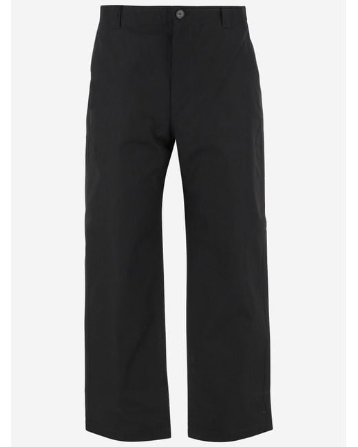 Gucci Black Cotton Trousers With Web Detail for men