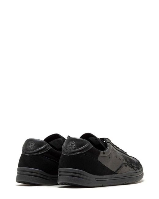 Stone Island Black Logo Printed Lace-up Sneakers for men
