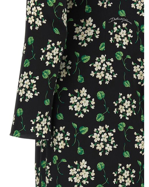 Dolce & Gabbana Black Dolce & Gabbana Flower Print Dress