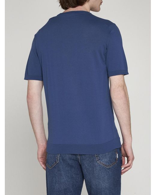 Roberto Collina Blue Knit Cotton T-Shirt for men