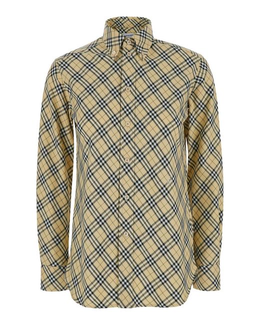 Burberry Green Oversize Shirt With All-Over Check Motiv