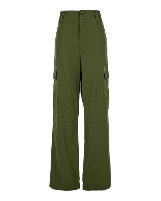 Saint Laurent Green High Waist Cargo Pants