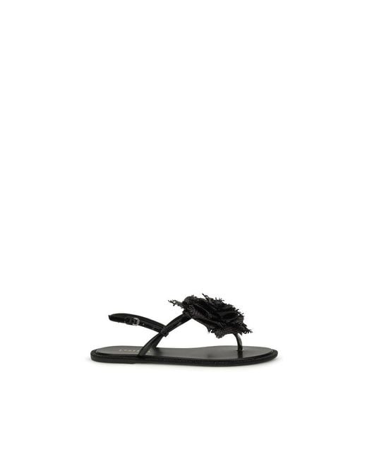 Le Silla Black Calf Leather Bos Taurus Flat Sandals