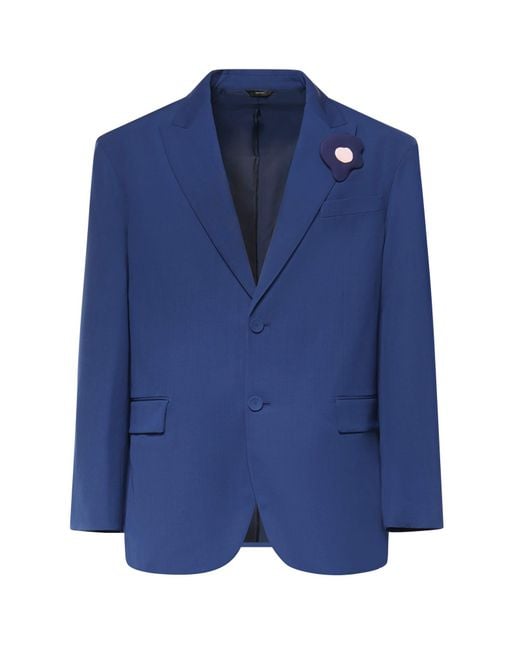 Fendi Blue Jackets Virgin Wool for men