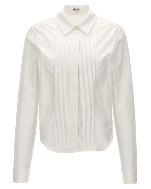 Loewe White Pleated Plastron Shirt