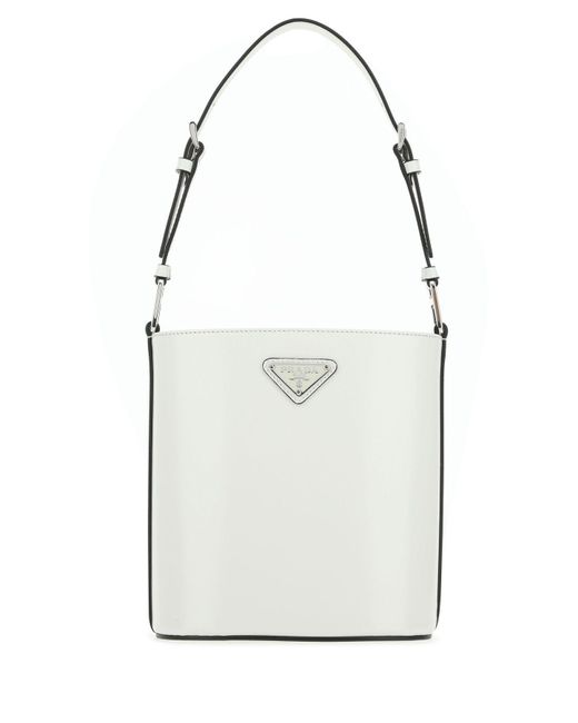 Prada White Leather Bucket Bag Lyst
